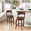 Swivel 24-inch Brown Counter Height Barstool - Dark Grey Linen by iNSPIRE Q