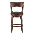 Swivel 24-inch Brown Counter Height Barstool - Dark Grey Linen by iNSPIRE Q