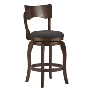 Swivel 24-inch Brown Counter Height Barstool - Dark Grey Linen by iNSPIRE Q