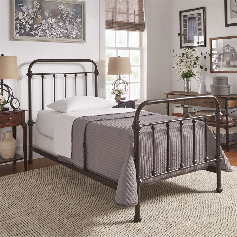 iNSPIRE Q Twin Size Antique Graceful Victorian Metal Bed in Antique Dark Bronze
