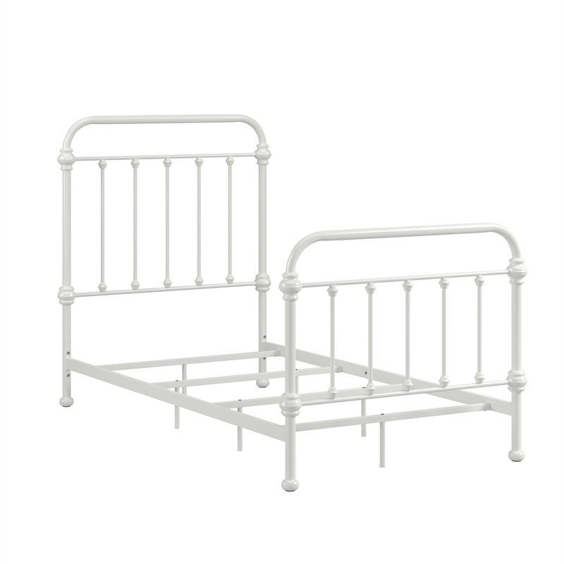 iNSPIRE Q Twin Size Antique Graceful Victorian Metal Bed in Antique White