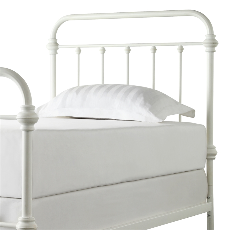 iNSPIRE Q Twin Size Antique Graceful Victorian Metal Bed in Antique White