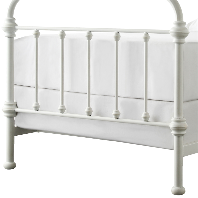 iNSPIRE Q Twin Size Antique Graceful Victorian Metal Bed in Antique White