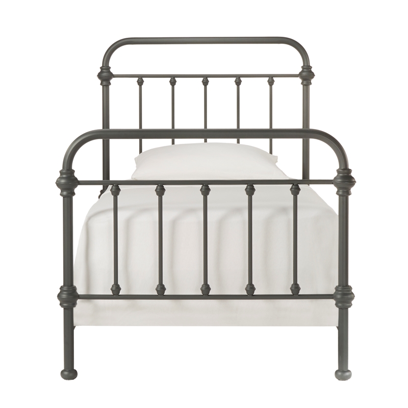 iNSPIRE Q Twin Size Antique Graceful Victorian Metal Bed in Frost Gray