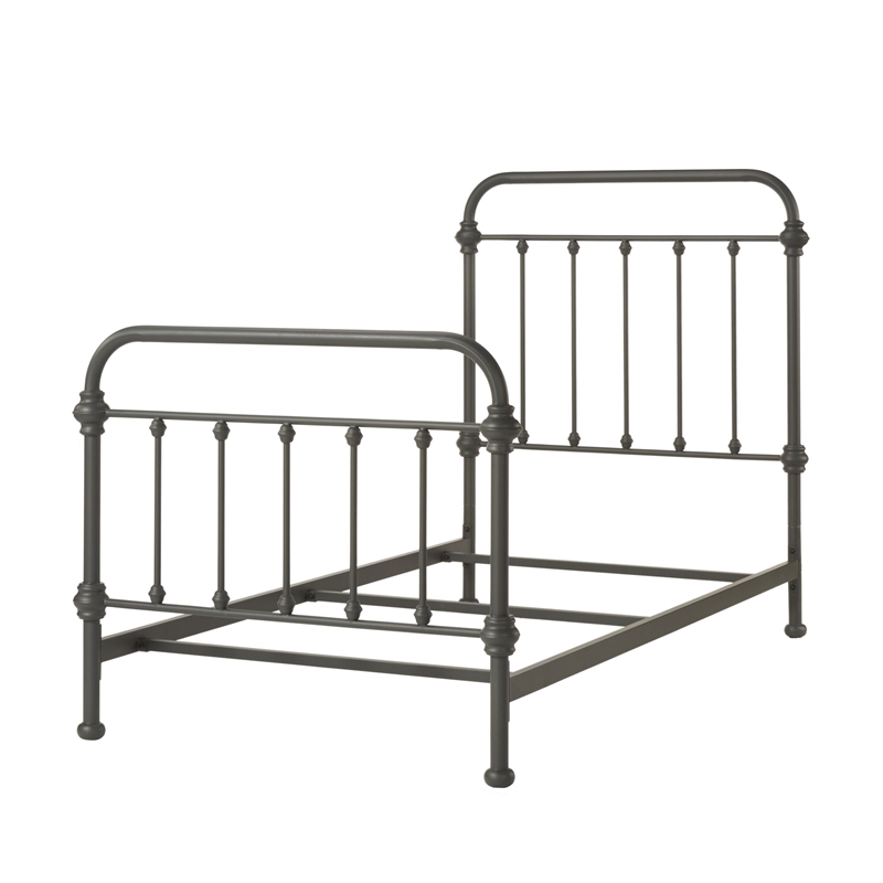 iNSPIRE Q Twin Size Antique Graceful Victorian Metal Bed in Frost Gray