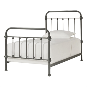 iNSPIRE Q Twin Size Antique Graceful Victorian Metal Bed in Frost Gray