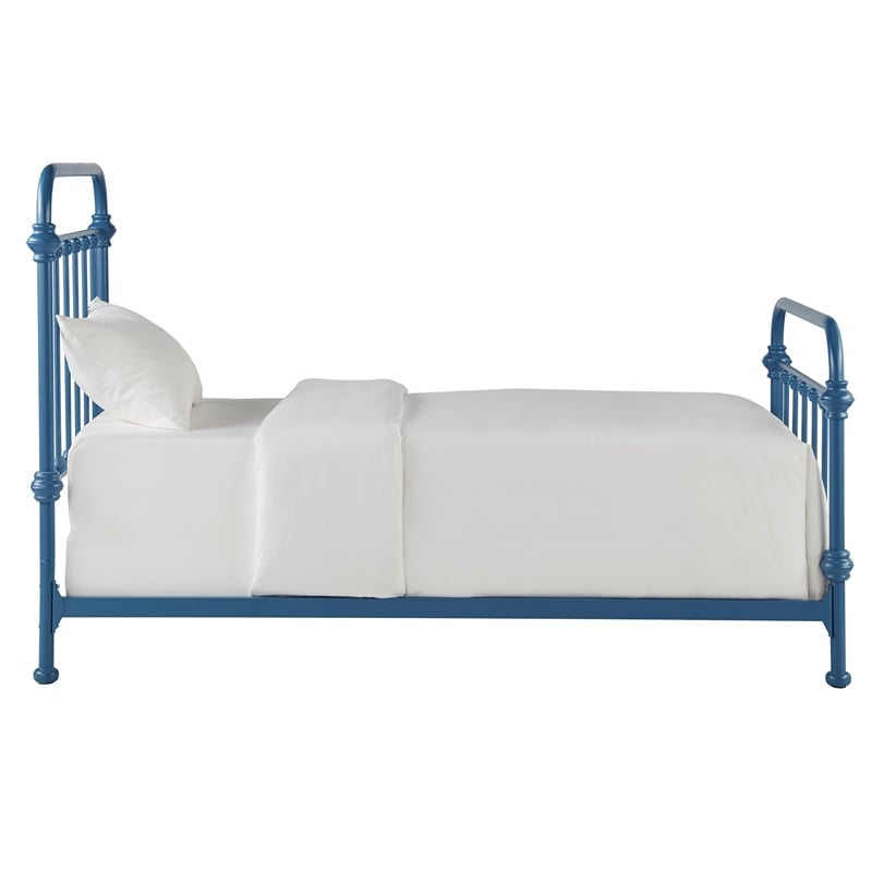 iNSPIRE Q Twin Size Antique Graceful Victorian Metal Bed in Blue Finish
