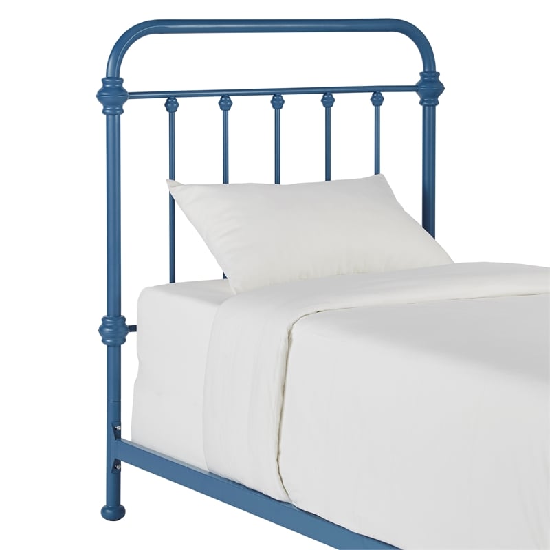 iNSPIRE Q Twin Size Antique Graceful Victorian Metal Bed in Blue Finish