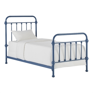 iNSPIRE Q Twin Size Antique Graceful Victorian Metal Bed in Blue Finish