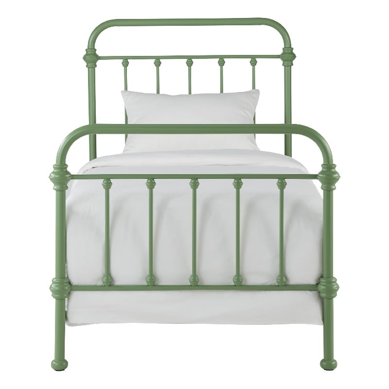 iNSPIRE Q Twin Size Antique Graceful Victorian Metal Bed in Meadow Green