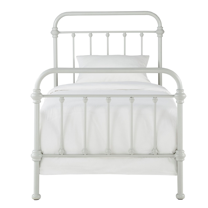iNSPIRE Q Twin Size Antique Graceful Victorian Metal Bed in Silver Birch