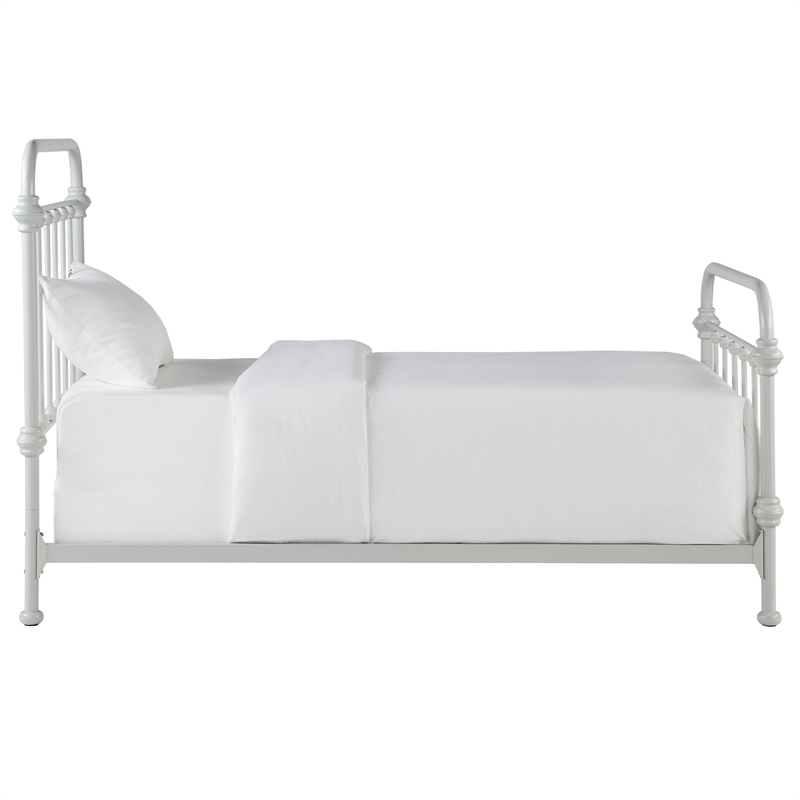 iNSPIRE Q Twin Size Antique Graceful Victorian Metal Bed in Silver Birch