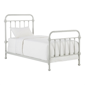 iNSPIRE Q Twin Size Antique Graceful Victorian Metal Bed in Silver Birch