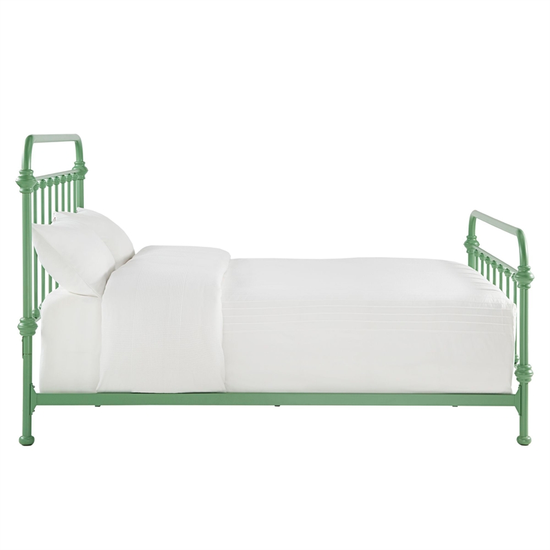 iNSPIRE Q Queen Size Antique Graceful Victorian Metal Bed in Meadow Green
