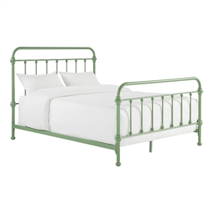 iNSPIRE Q Queen Size Antique Graceful Victorian Metal Bed in Meadow Green