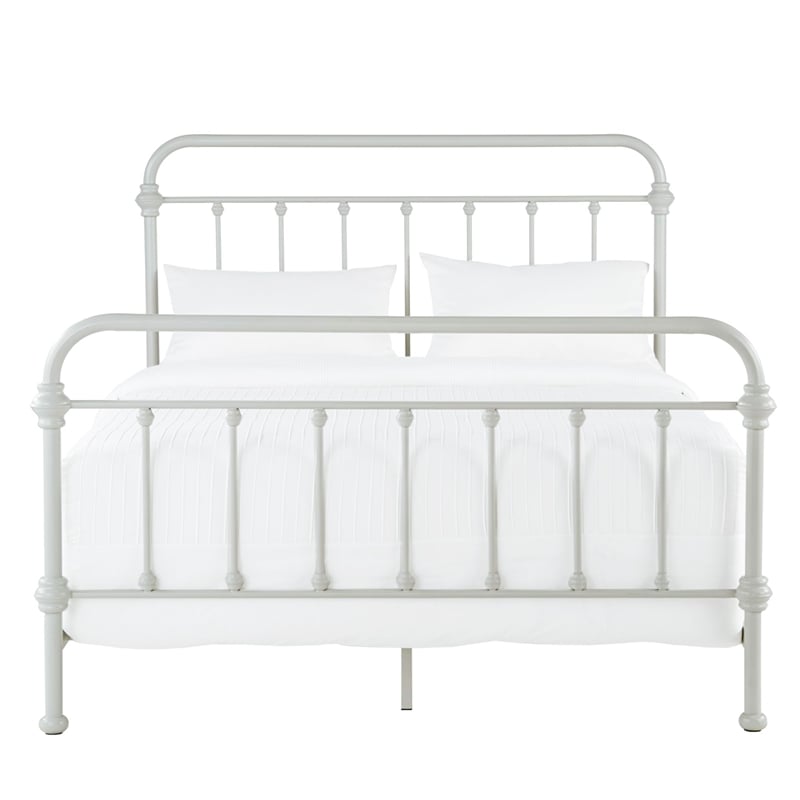 iNSPIRE Q Queen Size Antique Graceful Victorian Metal Bed in Silver Birch