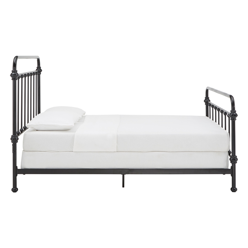 iNSPIRE Q Queen Size Farmhouse Antique Graceful Victorian Metal Bed in Black