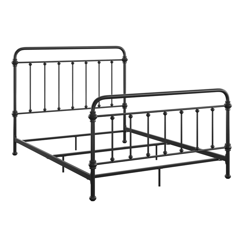 iNSPIRE Q Queen Size Farmhouse Antique Graceful Victorian Metal Bed in Black