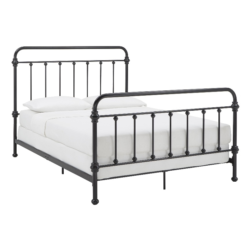 iNSPIRE Q Queen Size Farmhouse Antique Graceful Victorian Metal Bed in Black