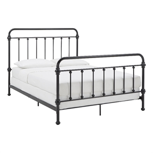 iNSPIRE Q Queen Size Farmhouse Antique Graceful Victorian Metal Bed in Black