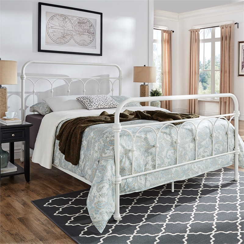 iNSPIRE Q Full Size Farmhouse Casted Knot Metal Bed in Antique White