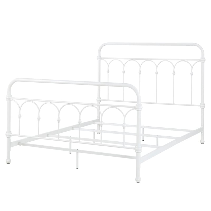 iNSPIRE Q Queen Size Farmhouse Casted Knot Metal Bed in Antique White