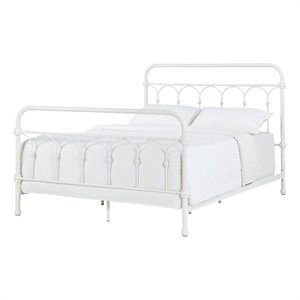 iNSPIRE Q Queen Size Farmhouse Casted Knot Metal Bed in Antique White