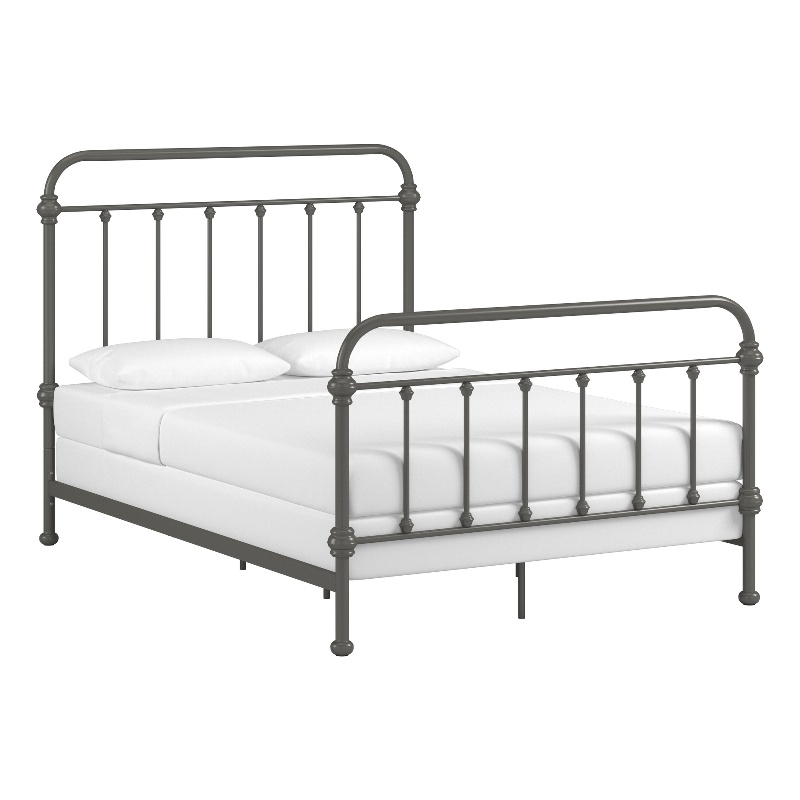 iNSPIRE Q Full Size Antique Graceful Victorian Metal Bed in Frost Gray