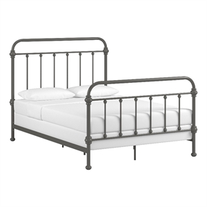 iNSPIRE Q Full Size Antique Graceful Victorian Metal Bed in Frost Gray