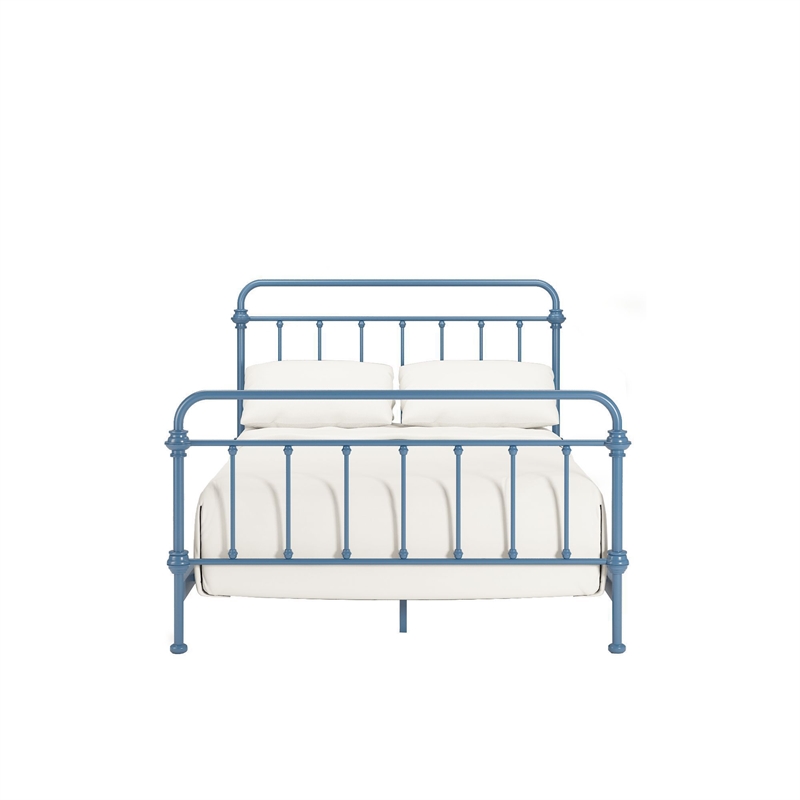 iNSPIRE Q Full Size Antique Graceful Victorian Metal Bed in Blue Finish