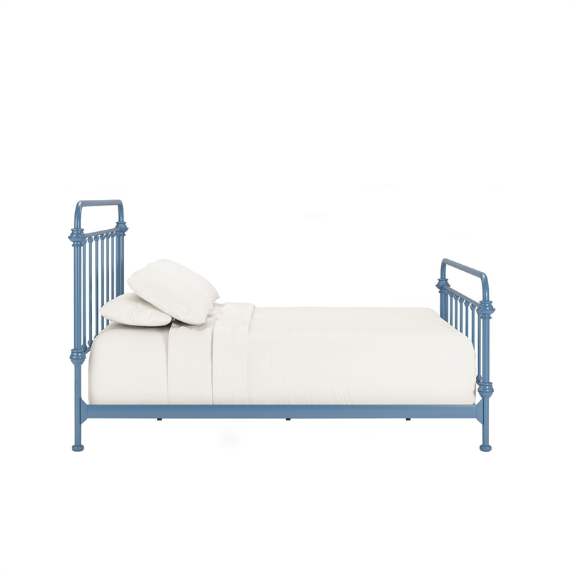iNSPIRE Q Full Size Antique Graceful Victorian Metal Bed in Blue Finish