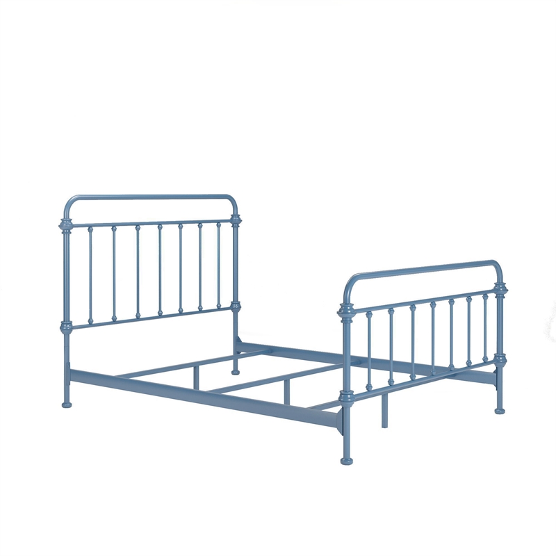 iNSPIRE Q Full Size Antique Graceful Victorian Metal Bed in Blue Finish