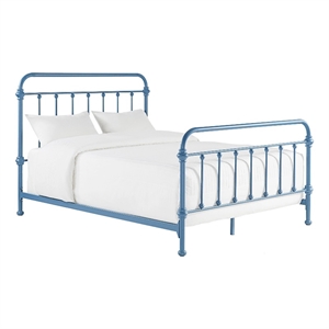 iNSPIRE Q Full Size Antique Graceful Victorian Metal Bed in Blue Finish