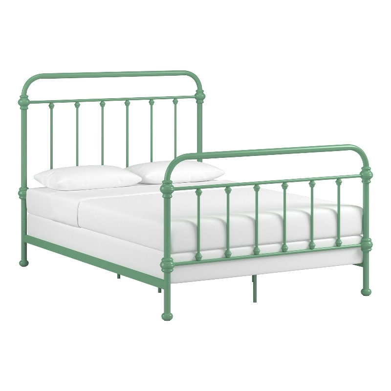 iNSPIRE Q Full Size Antique Graceful Victorian Metal Bed in Meadow Green