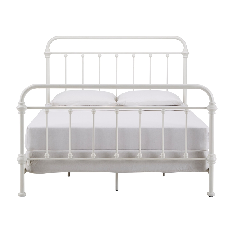 iNSPIRE Q Queen Size Antique Graceful Victorian Metal Bed in Antique White