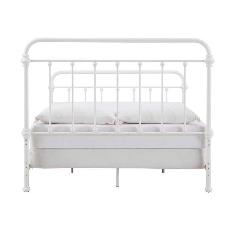 iNSPIRE Q Queen Size Antique Graceful Victorian Metal Bed in Antique White