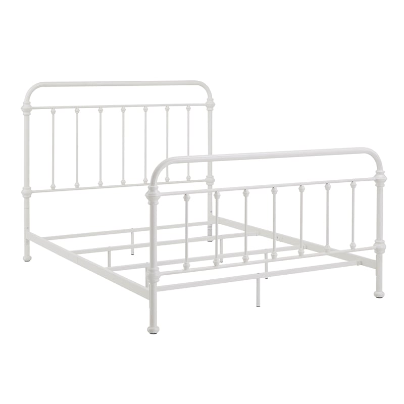 iNSPIRE Q Queen Size Antique Graceful Victorian Metal Bed in Antique White