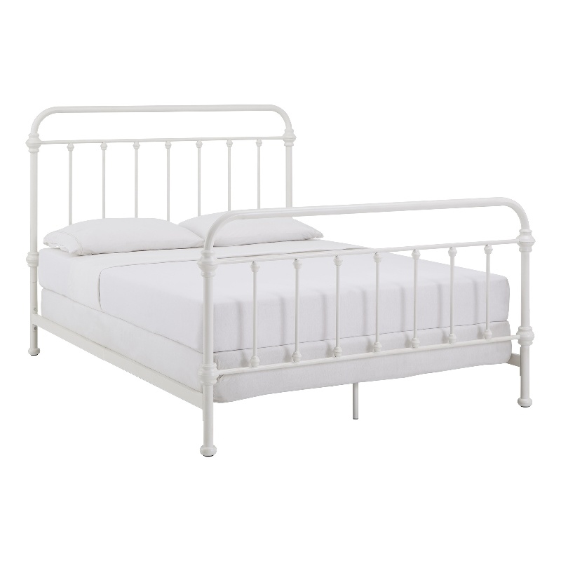 iNSPIRE Q Queen Size Antique Graceful Victorian Metal Bed in Antique White