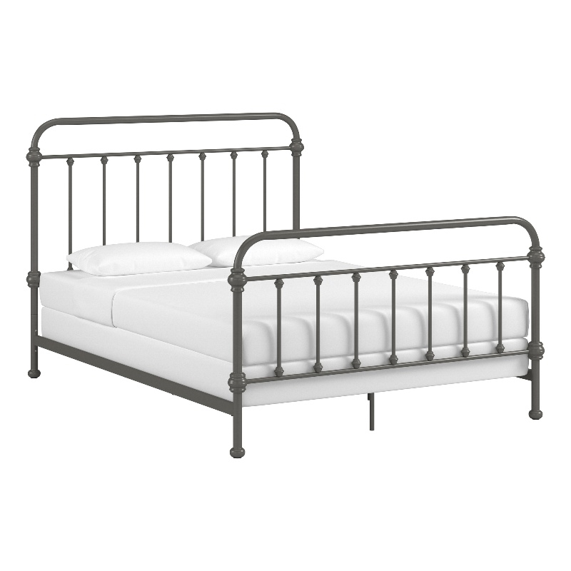 iNSPIRE Q Queen Size Antique Graceful Victorian Metal Bed in Frost Gray