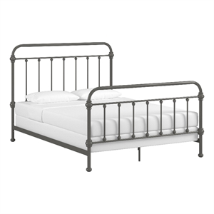 iNSPIRE Q Queen Size Antique Graceful Victorian Metal Bed in Frost Gray