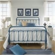iNSPIRE Q Queen Size Antique Graceful Victorian Metal Bed in Blue Finish