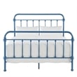 iNSPIRE Q Queen Size Antique Graceful Victorian Metal Bed in Blue Finish