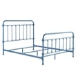 iNSPIRE Q Queen Size Antique Graceful Victorian Metal Bed in Blue Finish