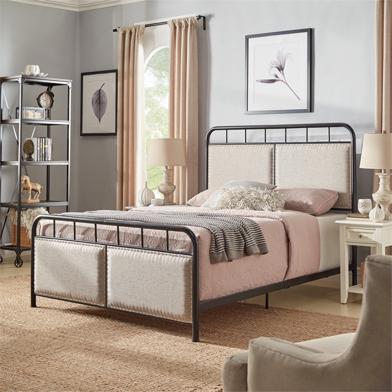 iNSPIRE Q Transitional Metal Queen Bed in Brown and Black Finish