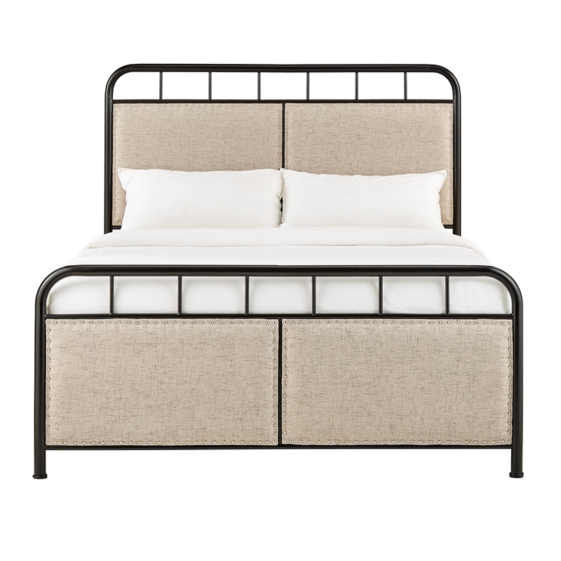 iNSPIRE Q Transitional Metal Queen Bed in Brown and Black Finish