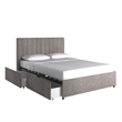iNSPIRE Q Full Upholstered Storage Platform Bed with Channel Headboard in Gray