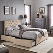 iNSPIRE Q Queen Size Nailhead Linen Headboard Storage Platform Bed in Beige