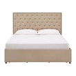 iNSPIRE Q Queen Size Nailhead Linen Headboard Storage Platform Bed in Beige