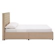iNSPIRE Q Queen Size Nailhead Linen Headboard Storage Platform Bed in Beige