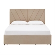 iNSPIRE Q Full Size Metal Wood V-Channel Headboard Storage Platform Bed in Beige